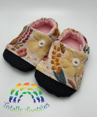 Faux embroidery floral Booties---All Sizes