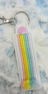 Pastel Rainbow Fringe Keychain