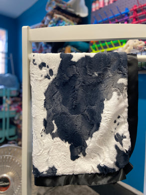 Minky Blanket-Cow print-Infant size-Ready to ship